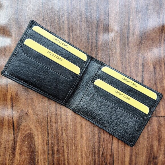Men's slim wallet, leather wallet, leather bifold wallet, leather money clip - Picture 2 of 7